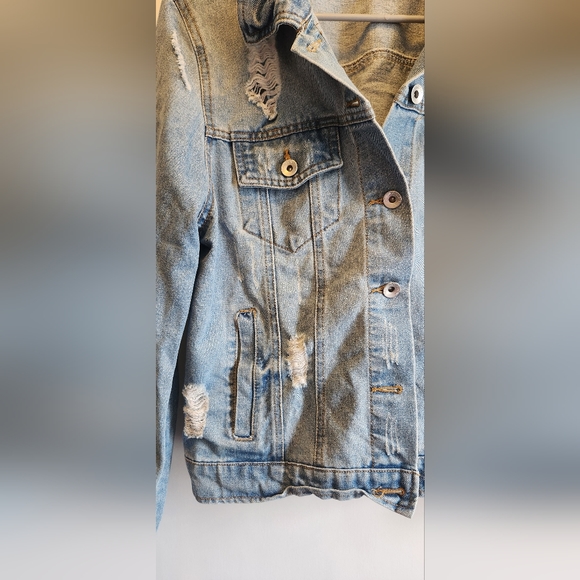 Ci Sono Jackets & Blazers - Distressed jean jacket